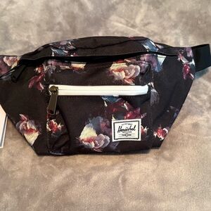 Herschel Supply Company Black and Pink Floral Crossbody Bag